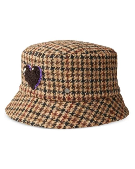 Maison Michel Brown Axel Shepherd's-Check Bucket Hat
