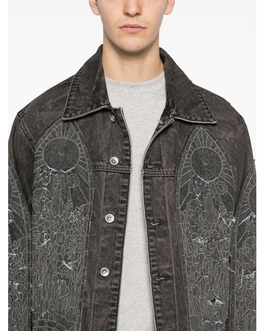 Who Decides War Gray Mechanic Denim Jacket for men
