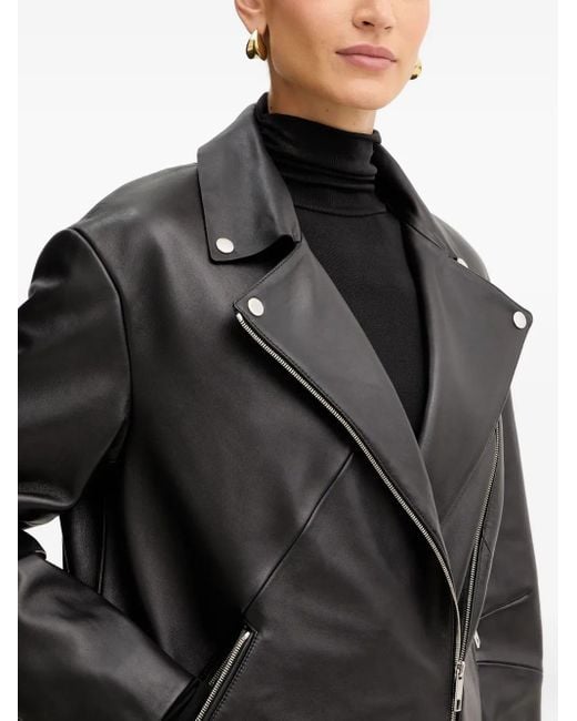 Veste De Moto En Cuir Nappa Boss en coloris Gray