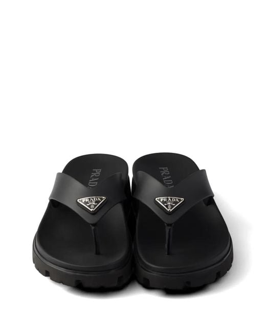 Prada Black Rubber Thong Sandals for men