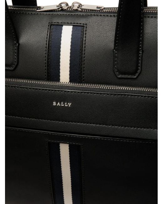 Bally Gestreepte Leren Aktetas in het Black voor heren
