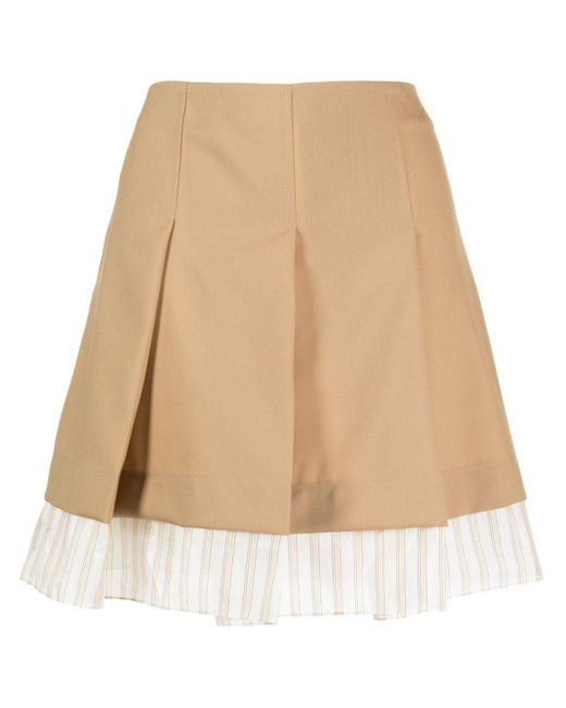 Marni Natural Panelled Pleated Miniskirt