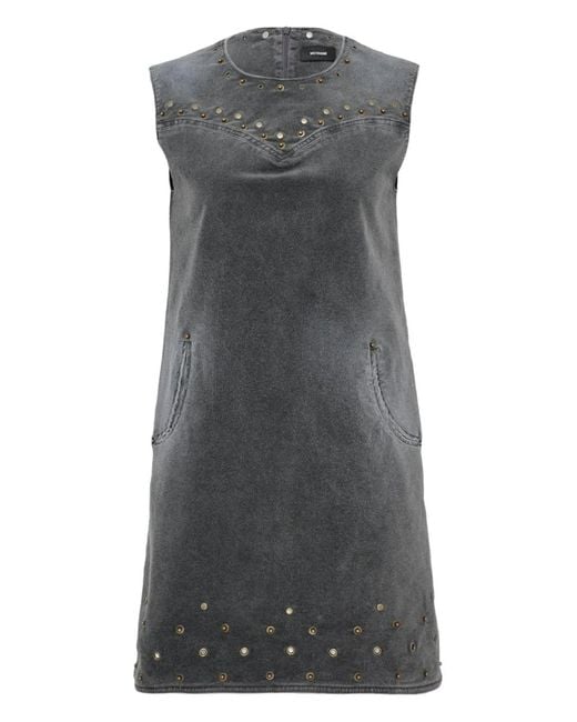 we11done Gray Studded-Embellishment Mini Dress