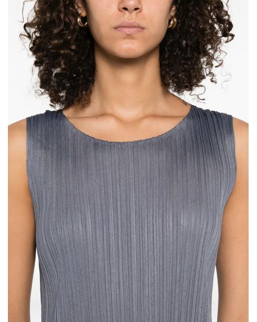 Robe Mi-Longue À Design Plissé Pleats Please Issey Miyake en coloris Blue