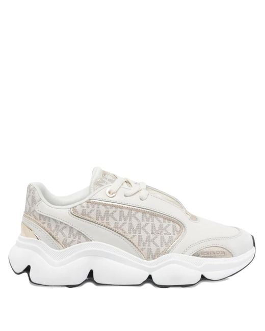 MICHAEL Michael Kors White Rennty Logo-Panels Chunky Sneakers