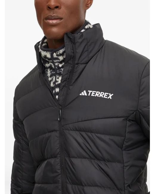 Adidas Gray Terrex Quilted-Panel Down Jacket for men