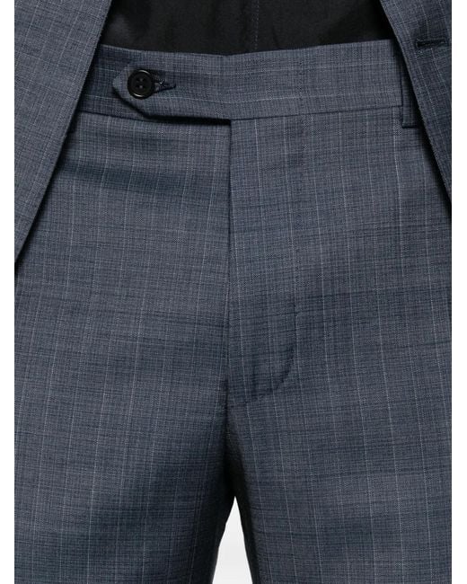 Canali Blue Double-Breasted Pinstripe Suit for men
