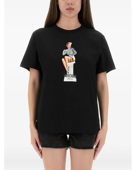 Moschino Black Graphic Crew Neck T-Shirt