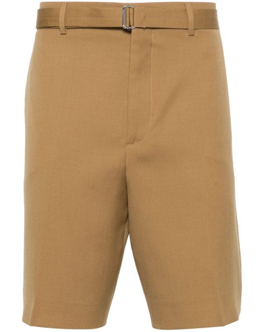 Lanvin Natural Pressed Crease Wool Shorts for men