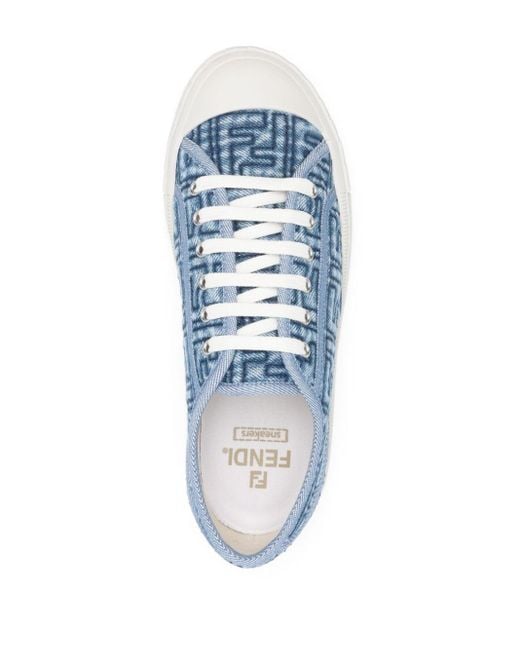 Fendi Domino Denim Sneakers in het Blue