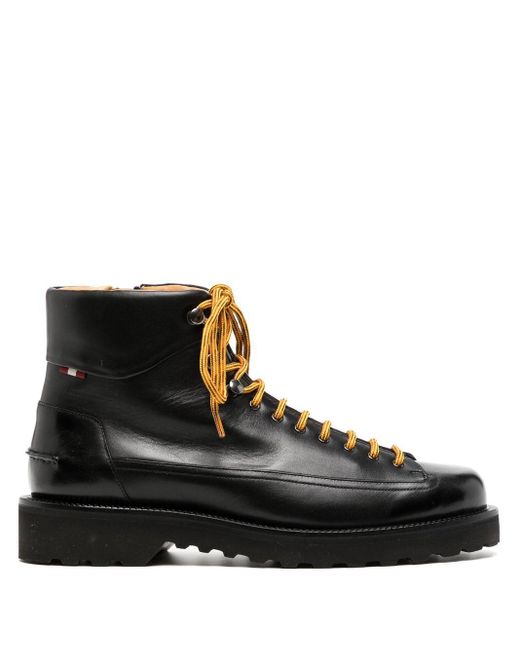 Bally Leather Contrastinglaces Ankle Boots in Black for Men Lyst