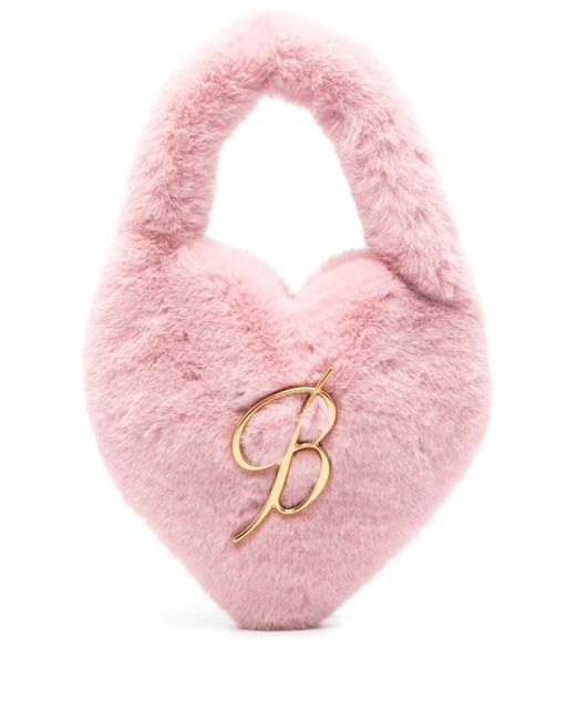 Blumarine Pink Faux Fur Heart Handbag