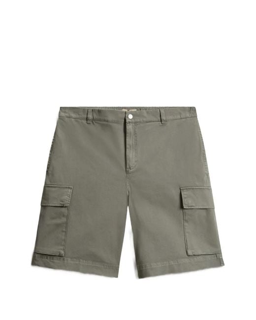 Woolrich Gray Cargo Cotton Twill Shorts for men