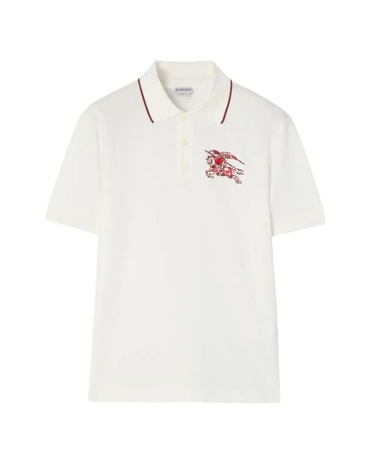 Burberry White Heart Knight Cotton Polo Shirt for men