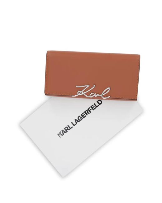 Karl Lagerfeld Brown K/Signature Continental Logo-Plaque Wallet