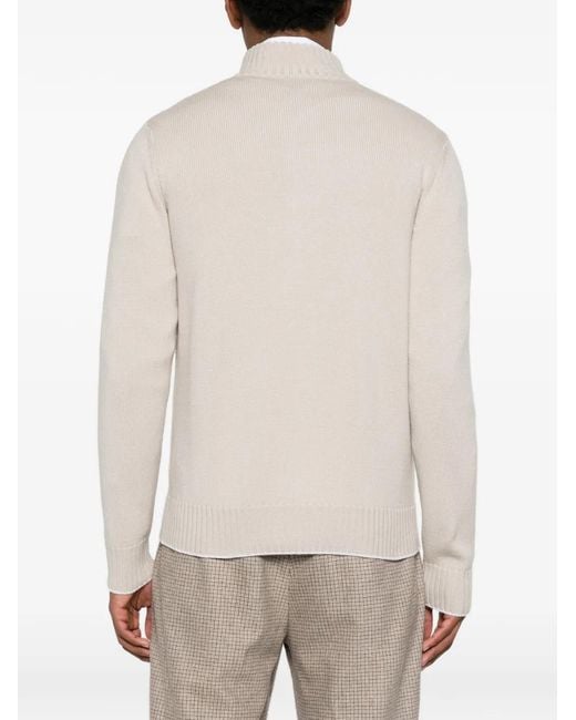 Eleventy White Shawl-Collar Wool Cardigan for men