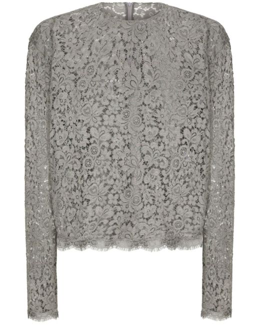 Dolce & Gabbana Rundhals-Top aus Guipure-Spitze in Gray für Herren