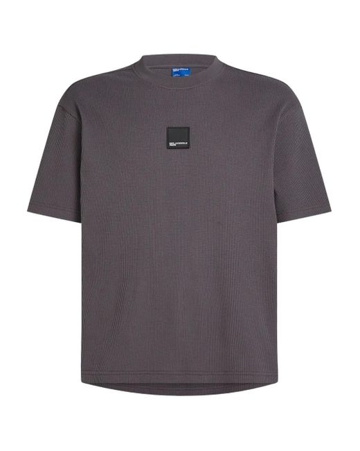 Karl Lagerfeld Gray Logo-Patch T-Shirt for men