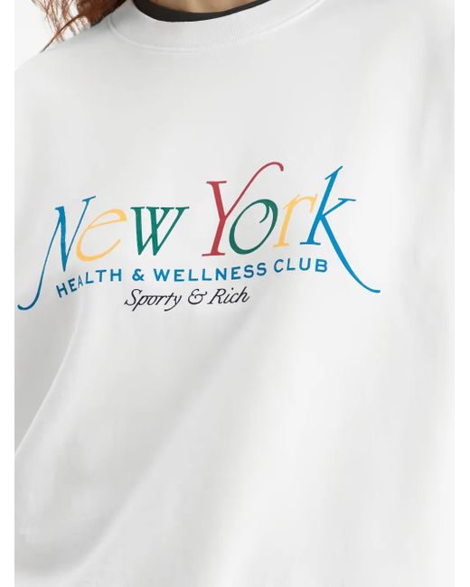 Sporty & Rich White Crew-Neck Graphic Sweatshirt