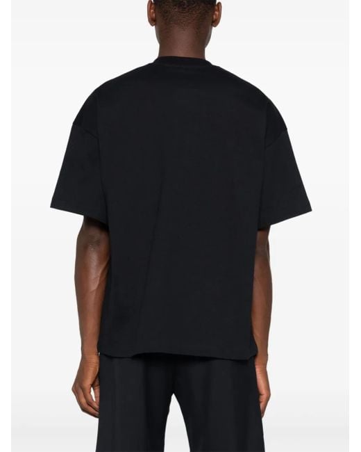 Jil Sander Black Tone-On-Tone Over Fit Mc Logo T-Shirt for men