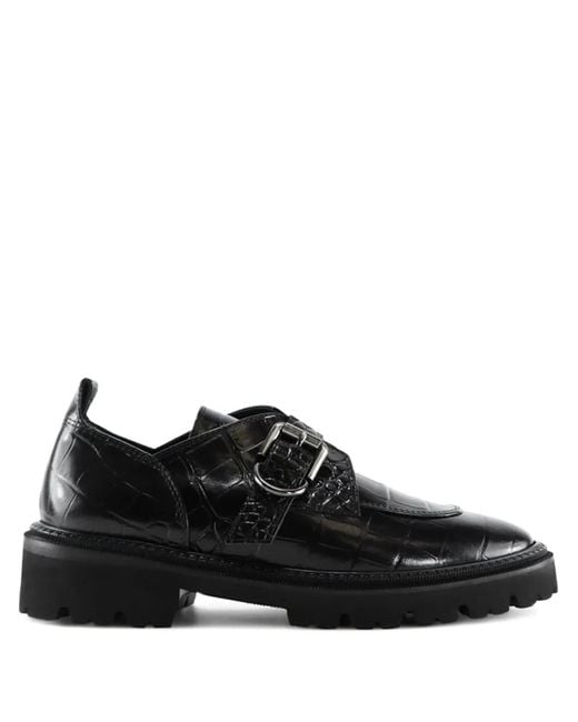 Notabene Black Tecla Crocodile-Effect Derby Shoes