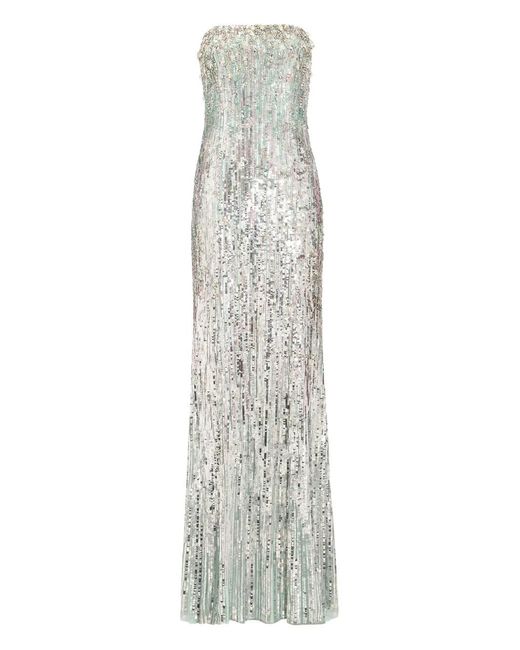 Jenny Packham White Honesty Sequin-Embellished Maxi Dress
