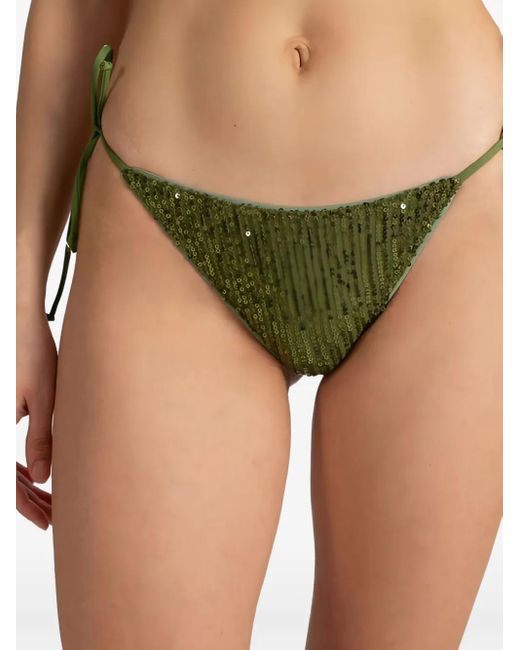 Mc2 Saint Barth Green Sequined Tie-Side Bikini Bottoms