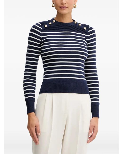 Guess Blue Striped-Pattern Sweater