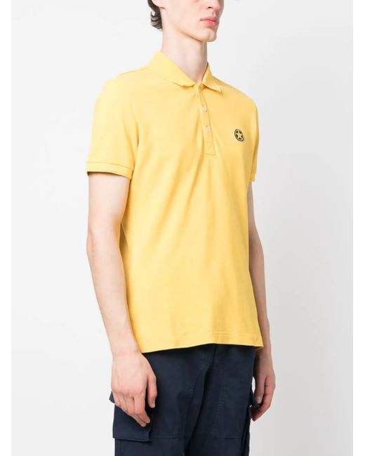 Star Point Yellow Logo-Patch Cotton Polo Shirt for men