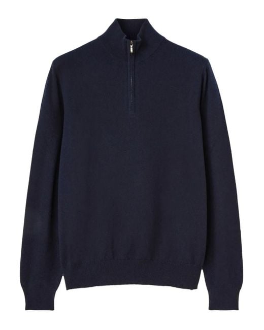 Loro Piana Blue Zip-Neck Sweater for men