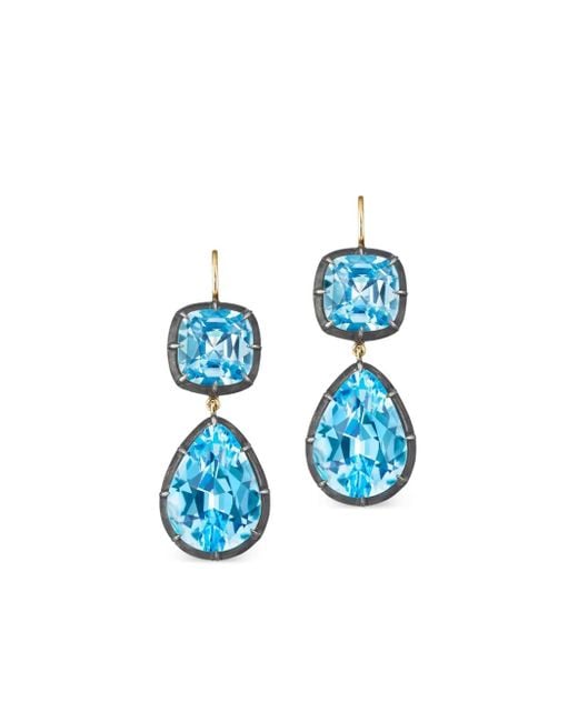 Pendientes Double Drop Fred Leighton de color Blue