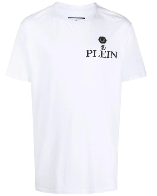 Camiseta SS Iconic Plein con cuello redondo Philipp Plein de hombre de color White
