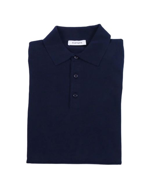 Kangra Blue Short-Sleeve Knit Polo Shirt for men