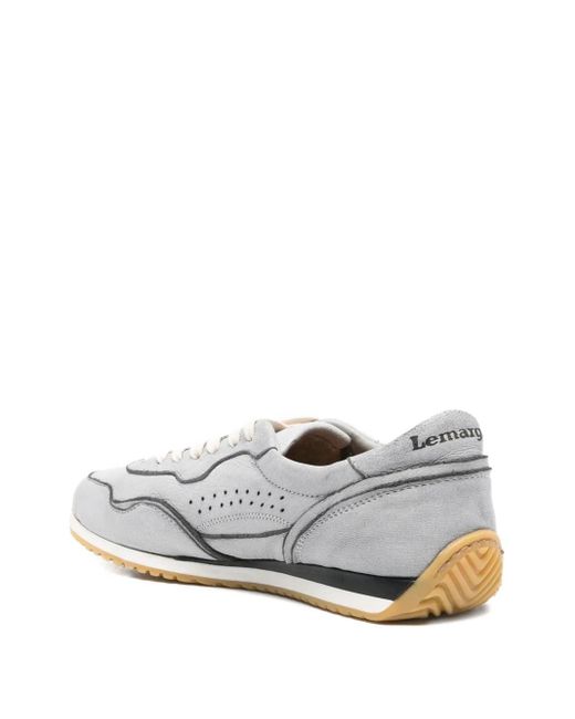 LEMARGO White Perforated Suede-Leather Sneakers