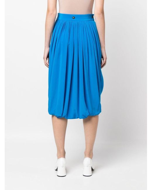 Quira High-waisted Buttoned Silk Skirt in Blue | Lyst UK