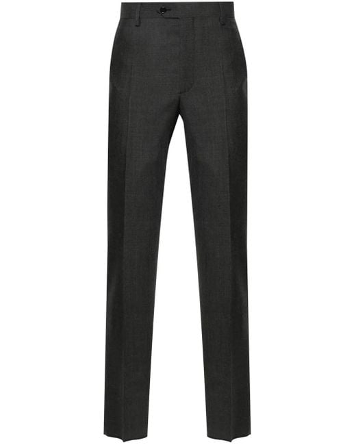 Fursac Black Virgin Wool Tailored Trousers for men