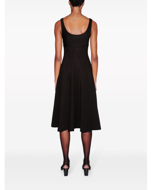Rosetta Getty Black Ausgestelltes Kleid mit U-Ausschnitt
