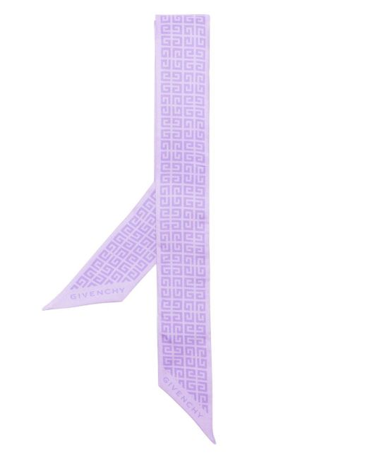 Givenchy Purple Seidenschal mit Monogrammmuster