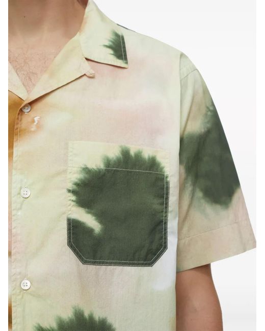Closed Green Abstract-Pattern Short-Sleeve Cotton Shirt for men