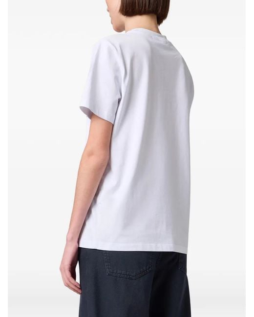 MSGM White Embroidered Cat T-Shirt