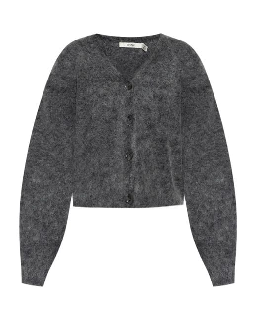 Gestuz Gray Button-Front Mohair Cardigan