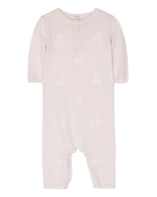 Bonpoint Pink Cherry-Patterned Wool Romper