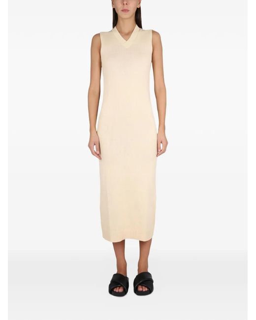 Aspesi Natural V-Neck Midi Dress