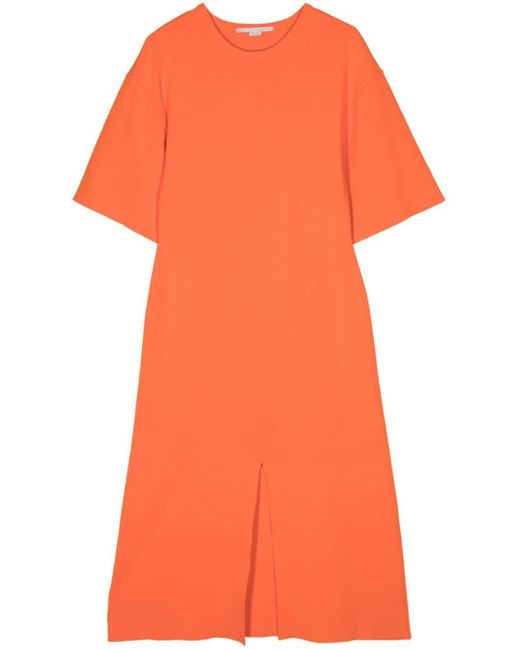 Stella McCartney Orange Fine-knit Short-sleeve Midi Dress