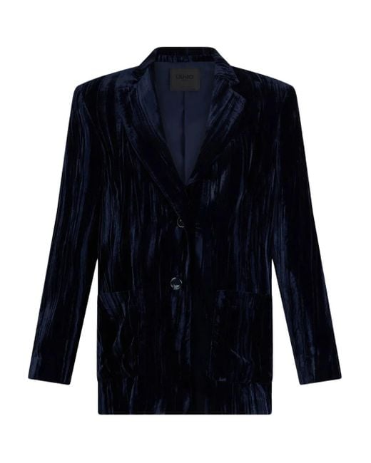 Liu Jo Geplooide Fluwelen Blazer in het Blue
