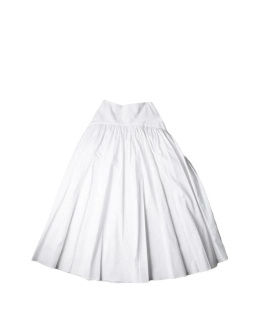 Staud White Procida Ruffled Midi Skirt