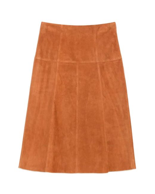 Isabel Marant Orange Suede A-Line Skirt