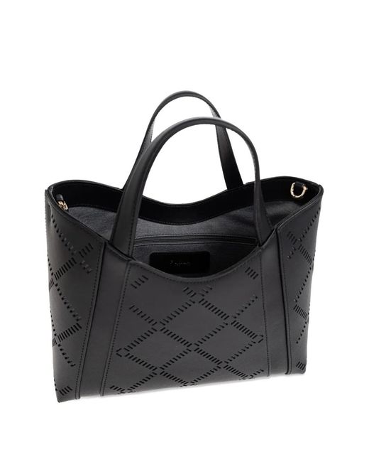 Furla Black Goccia Laser-Cut Top Handle Small Tote Bag