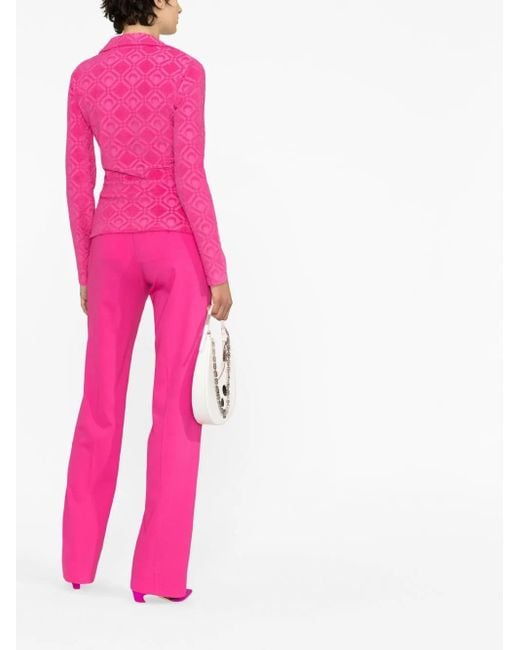 MARINE SERRE Pink Button-Fastening Jacquard Top
