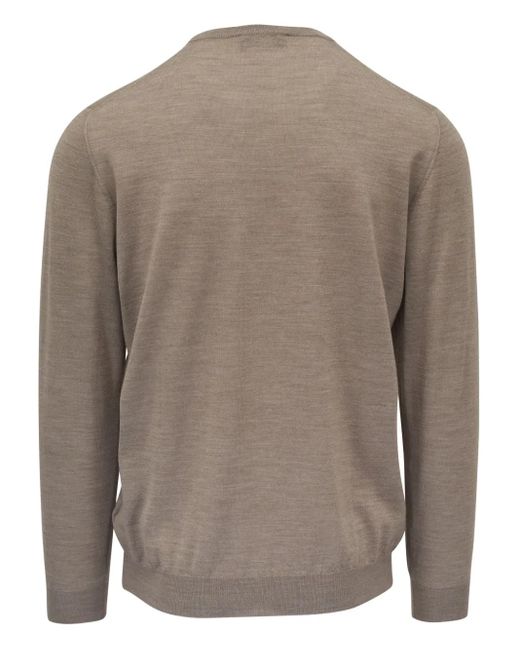 Fedeli Brown Virgin-Wool Sweater for men